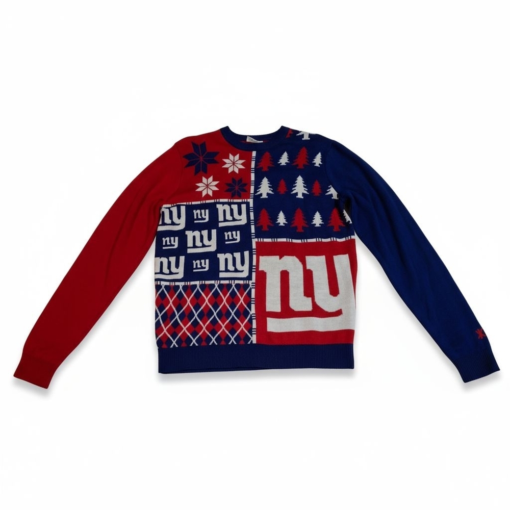 NFL Football New York Giants Patchwork Christmas Sweater Men Size Large - Picture 1 of 15
